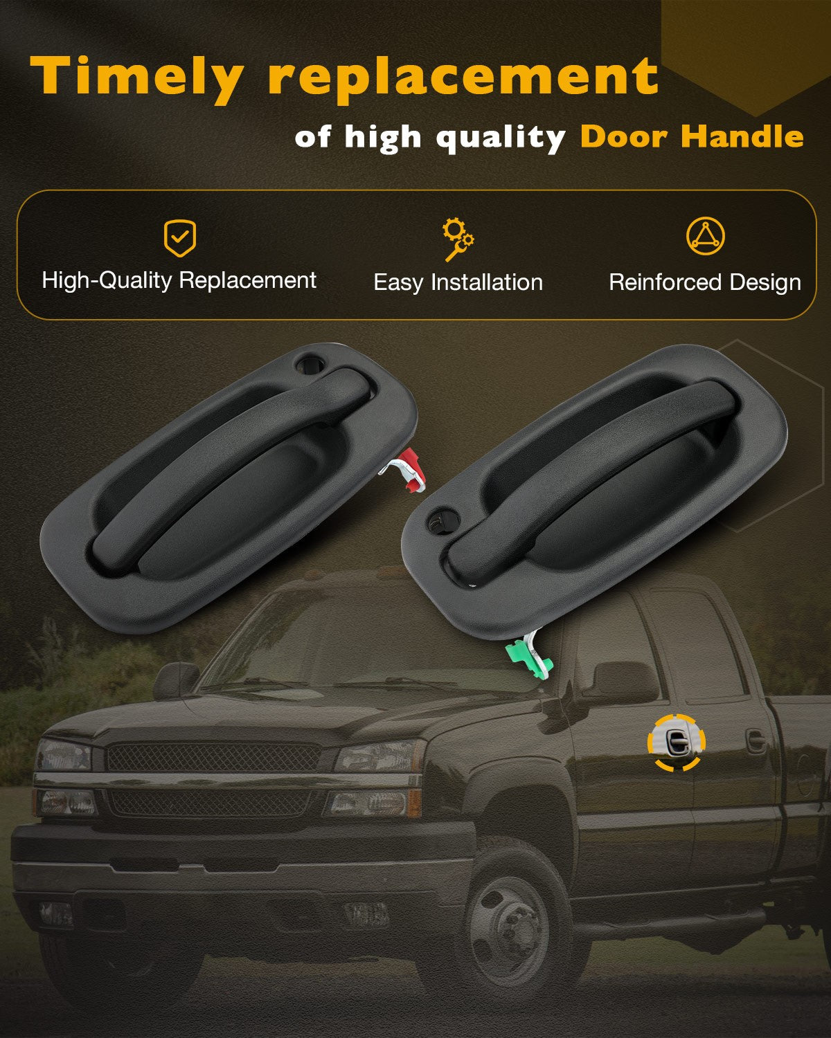 Exterior Door Handles Lock Cylinders Keys Set for Chevy for GMC 1999 to 2007