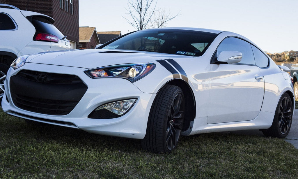 4 Inch Dual Fender Stripe Hash Mark Stripe Decal for Hyundai Genesis Coupe