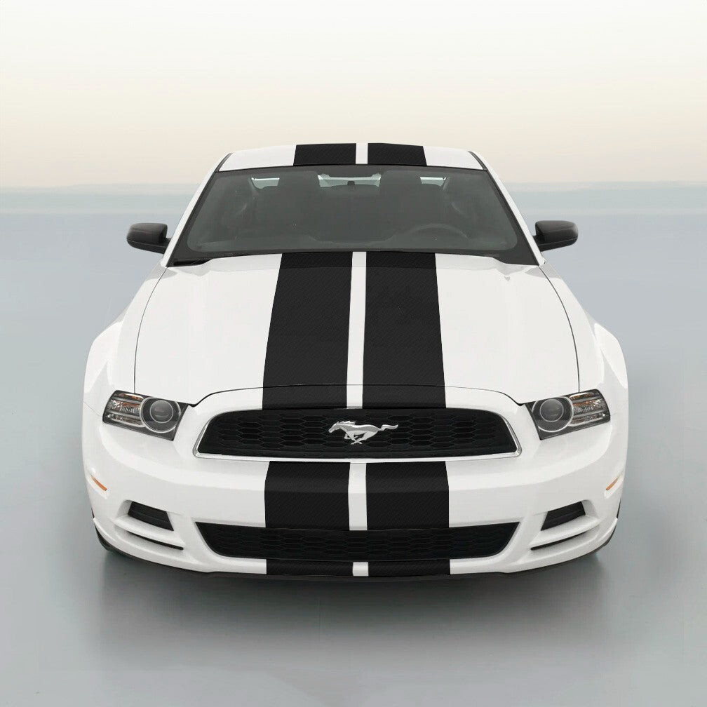 9 Inch Black Carbon Fiber Vinyl Rally Racing Stripes for Ford Mustang Cobra