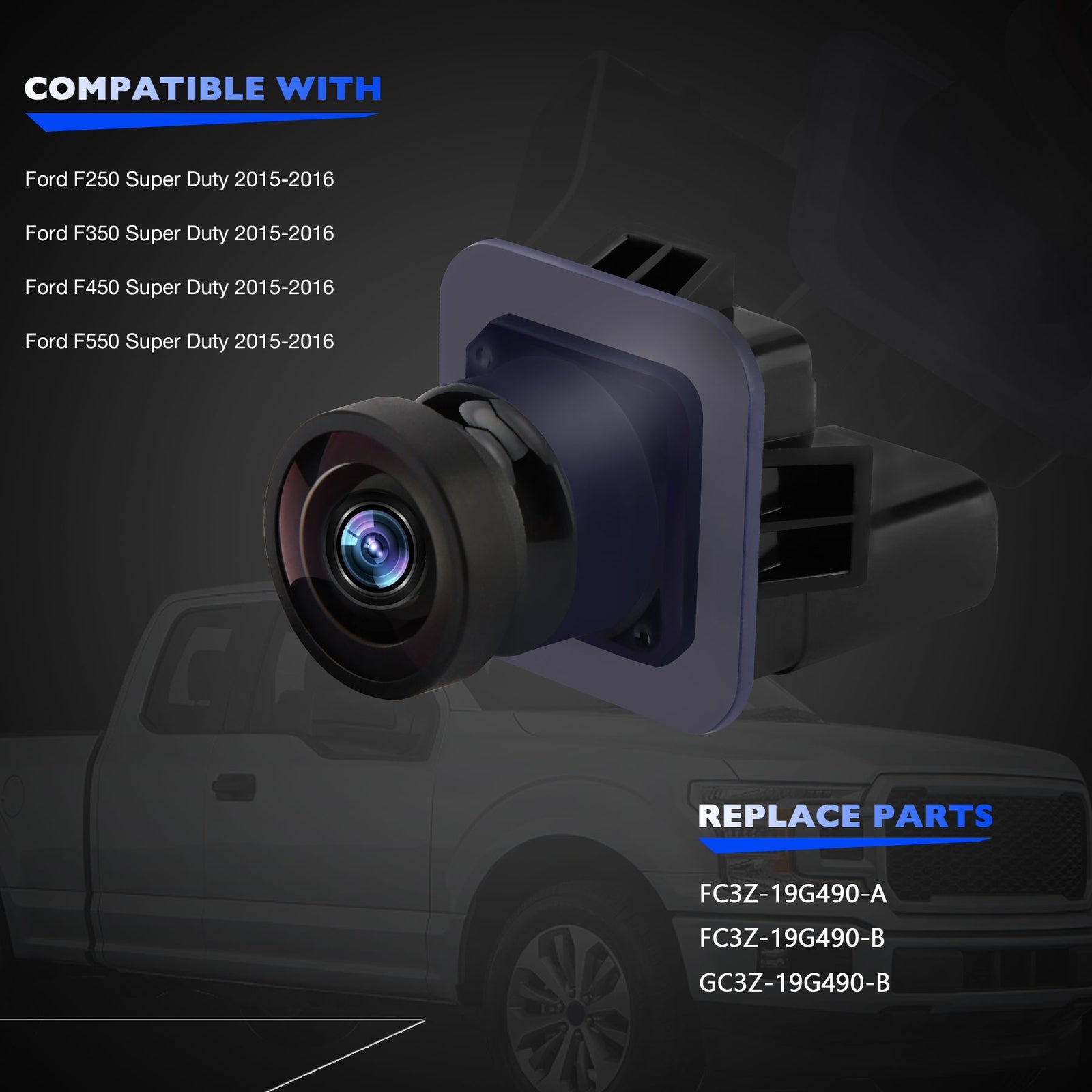 FC3Z19G490B Rear Backup Camera for 2015 2016 Ford F250 F350 F450 F550 Super Duty