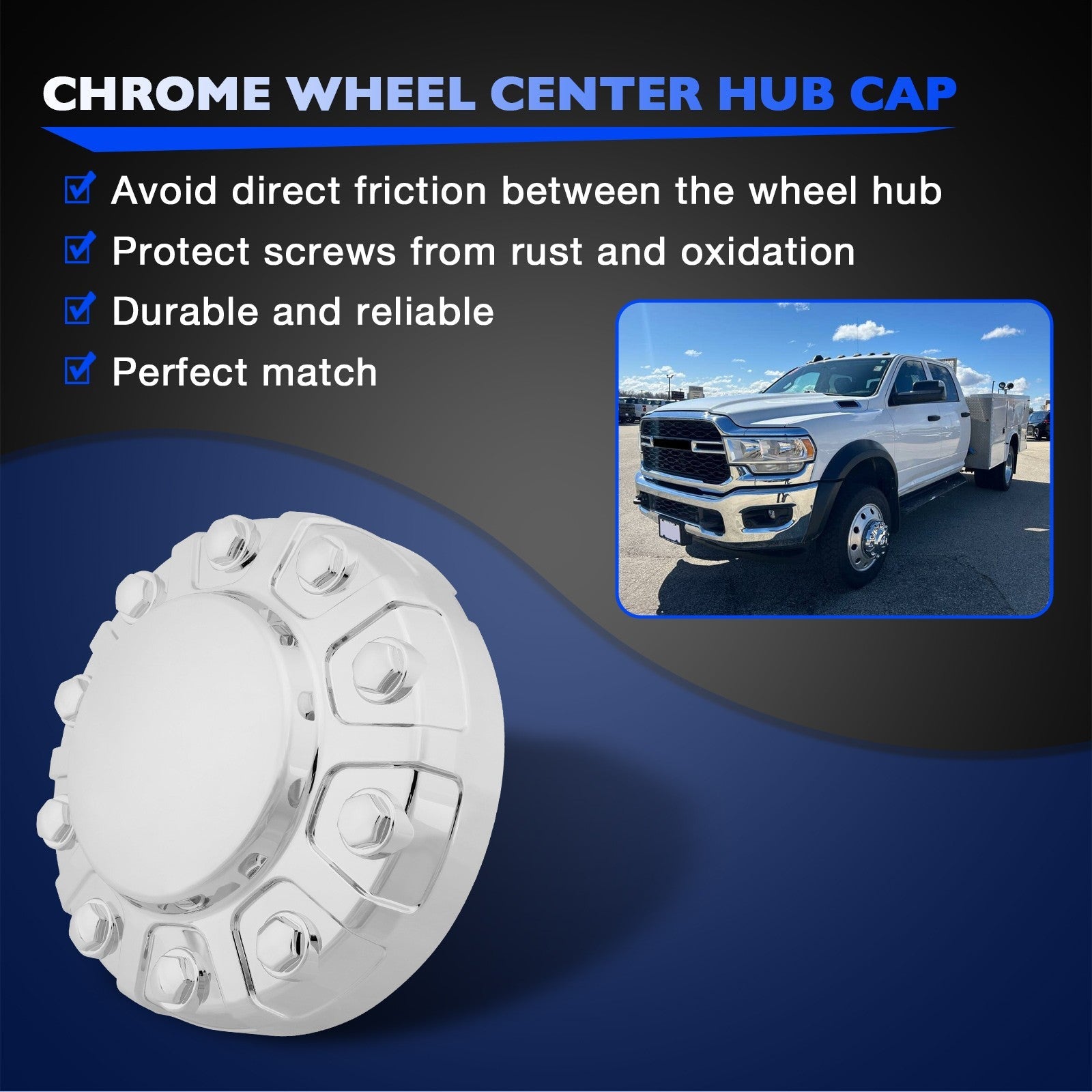 6PG03SZ1 Front Wheel Center Hub Cap Cover for Ram 4500 5500 2019 2021 2 Pcs