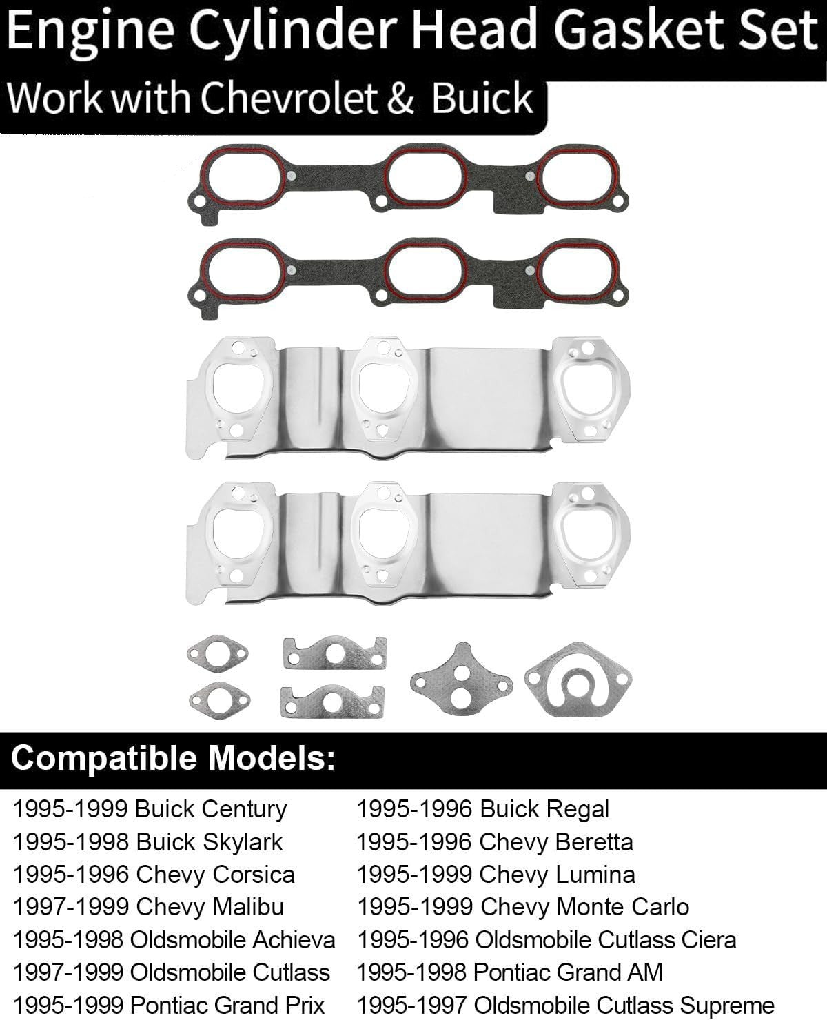 Head Gasket With Cylinder Head Bolt For Chevrolet Pontiac Buick Oldsmobile 3.1L