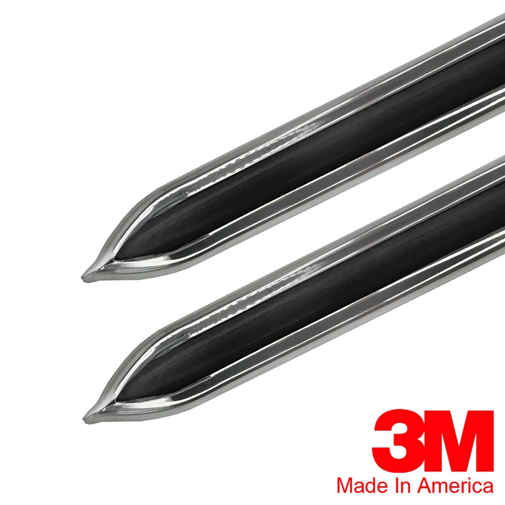 Vintage Style 7/8 Black and Chrome Side Body Trim Molding Formed Pointed Ends