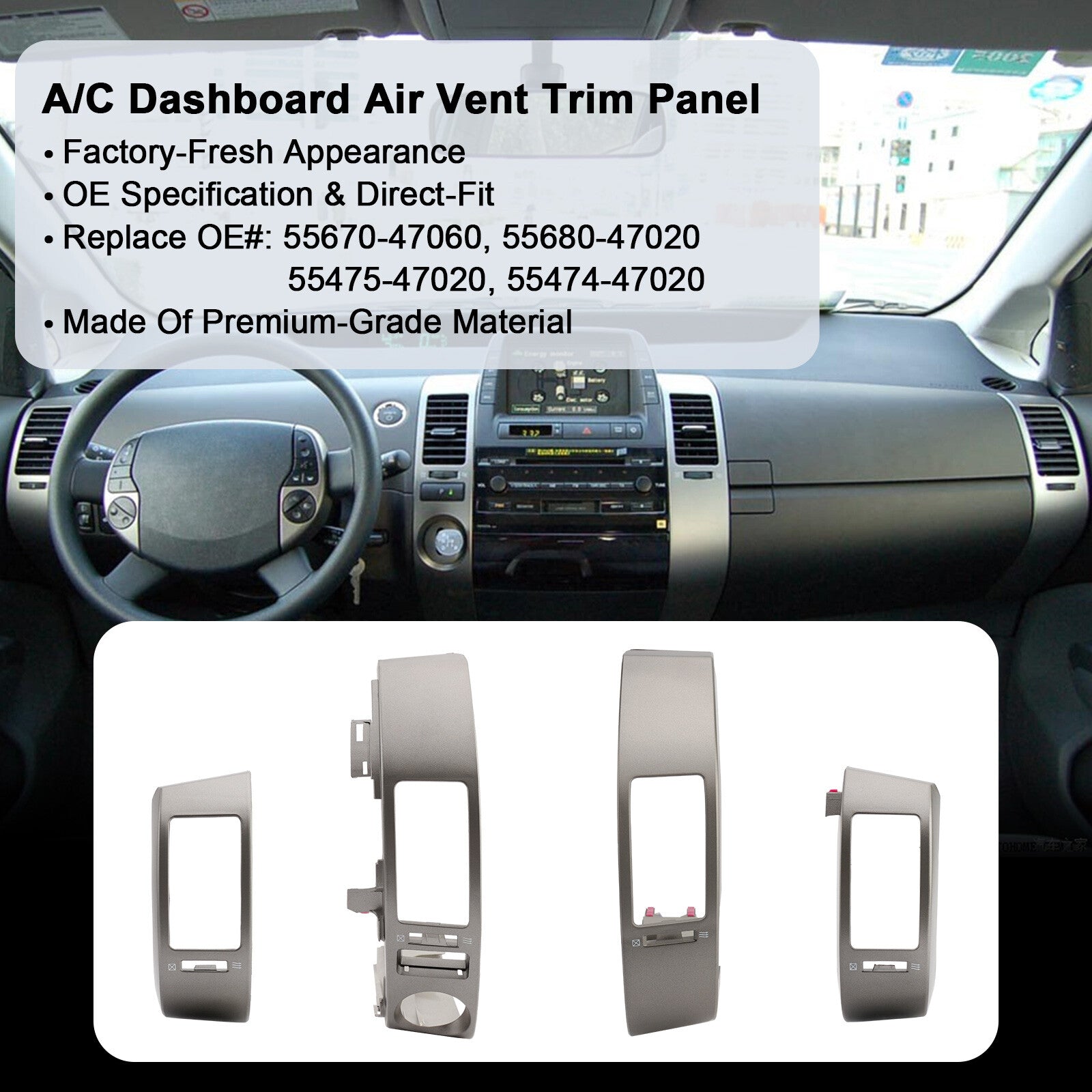 Center AC Dash Air Vent Cover Trim Panel for Toyota Prius 2004 2009 L R 4Pcs