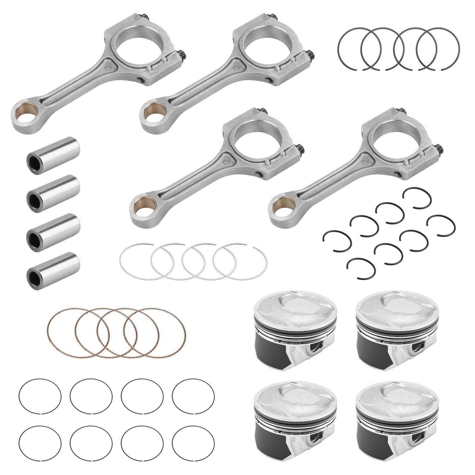 2.4 Engine Piston Kit w/ Connecting Rod Set for Hyundai Sonata Kia Optim Sorento