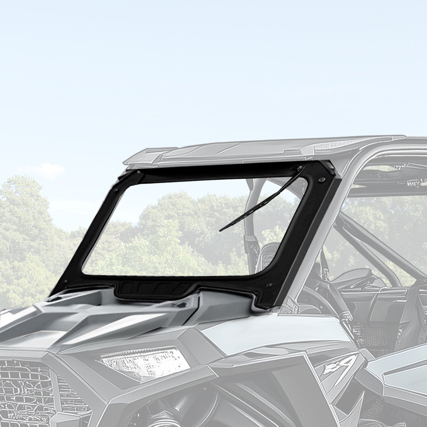 Glass Front Full Windshield for 2019-2023 Polaris RZR XP XP4 1000 Black