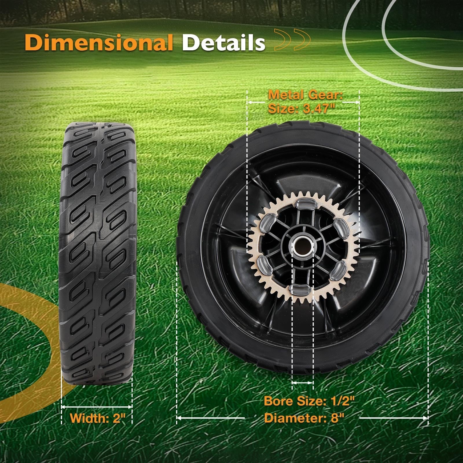 44710-VR8-N00ZA 8 Inch Front Wheels for Honda HRN216 VKA VKAA VYAA 4 Pack