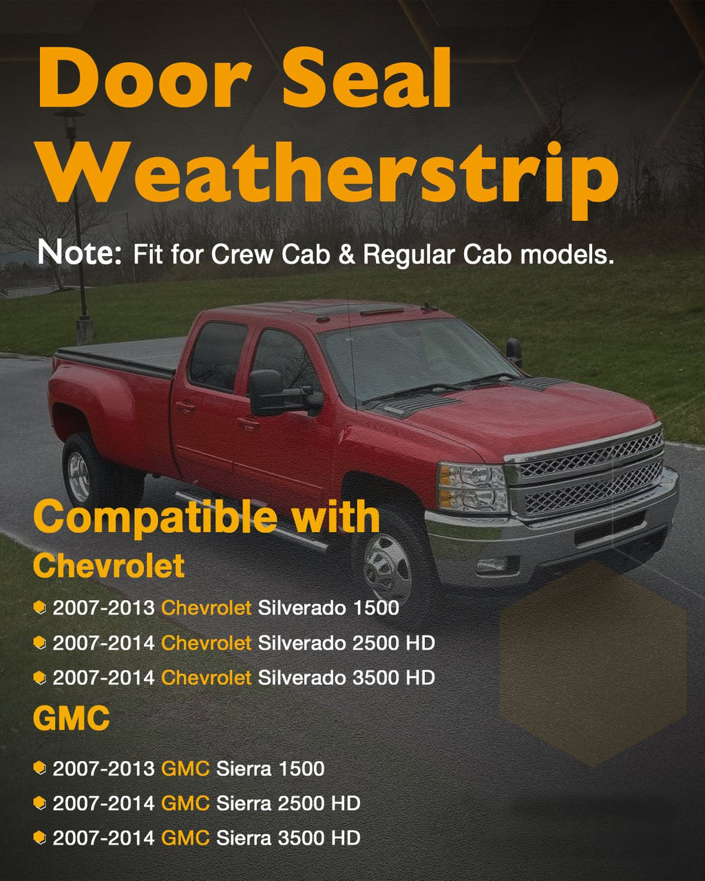 22766400 Weatherstrip Seal for 2007 2014 Chevy GMC Silverado Sierra 1500 2PCS