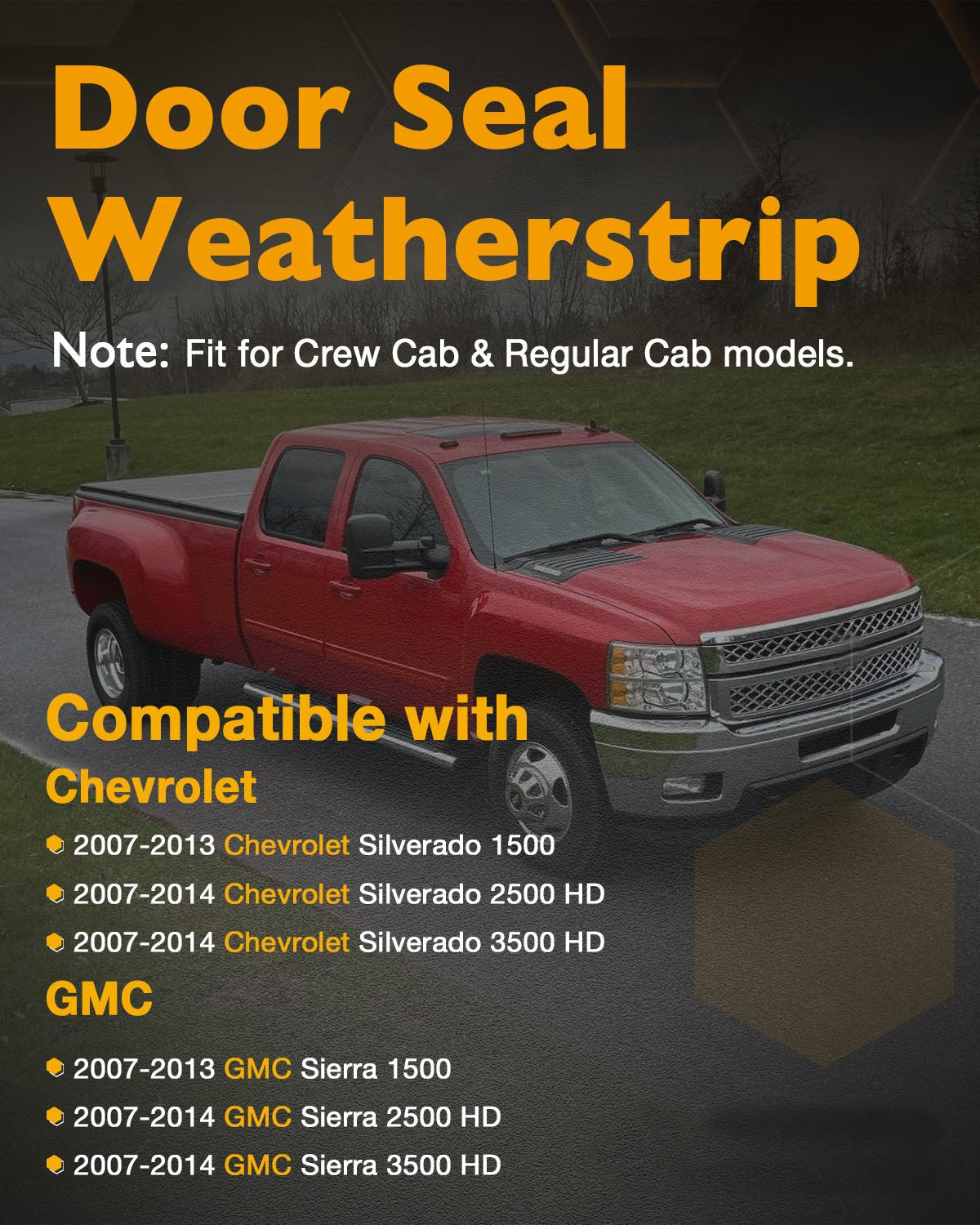 22766400 Weatherstrip Seal for 2007 2014 Chevy GMC Silverado Sierra 1500 2PCS