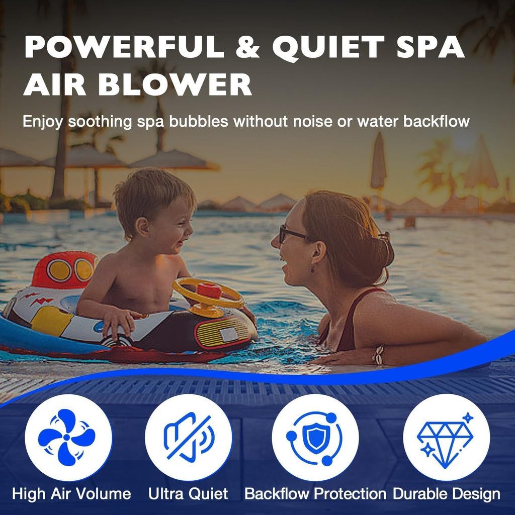 6310241 Pool Spa Blower Air Supply Silencer 2 Inch Plumbing 1HP 240V For Hot Tub