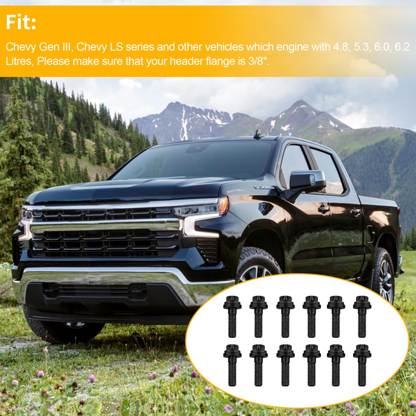 8x1.25 Intake Manifold Bolt for Chevy Gen III LS 3/8 Flanges 4.8 5.3 6.0 6.2L