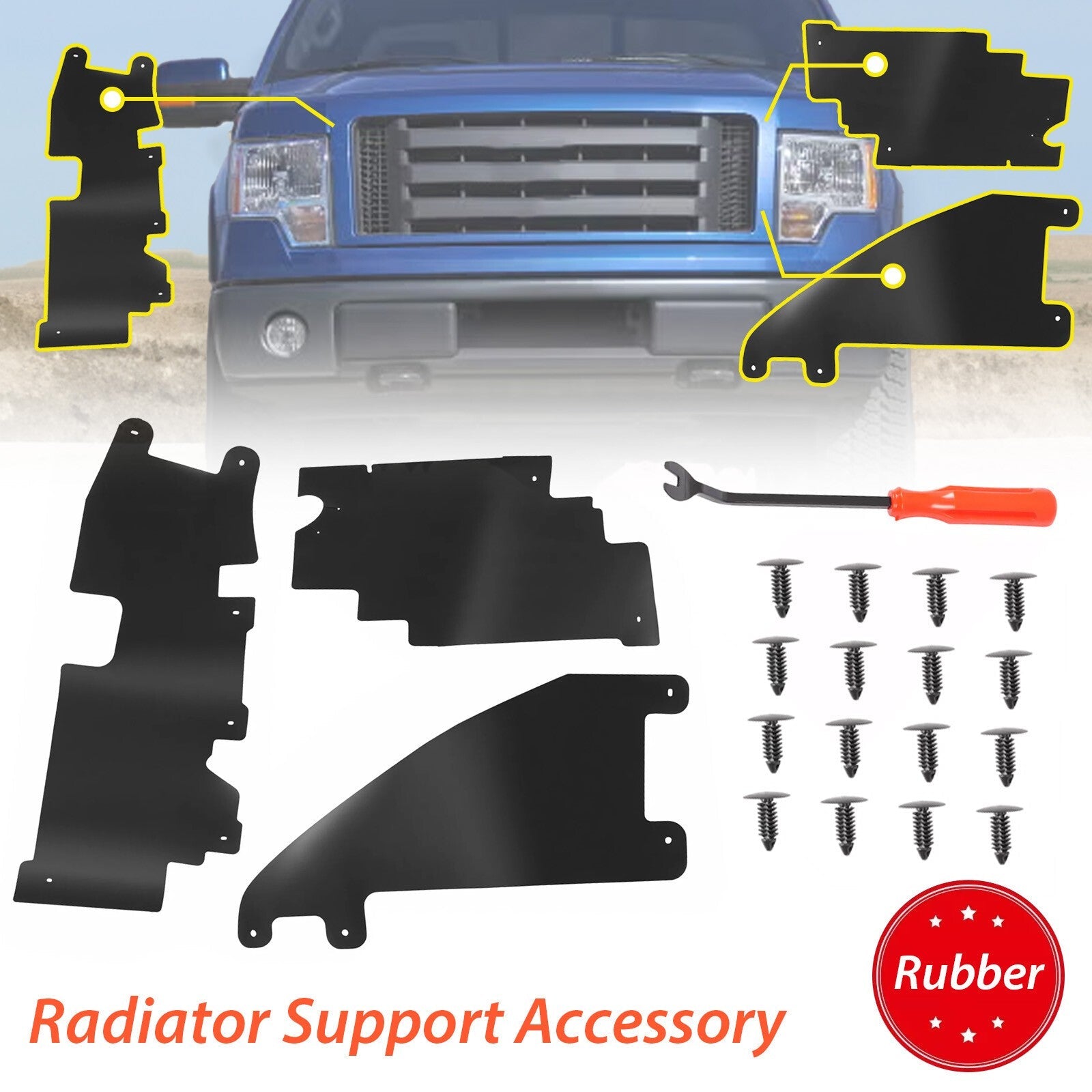 Radiator Grille Air Deflector Set with Mounting Hardware for Ford F150 2009 2014
