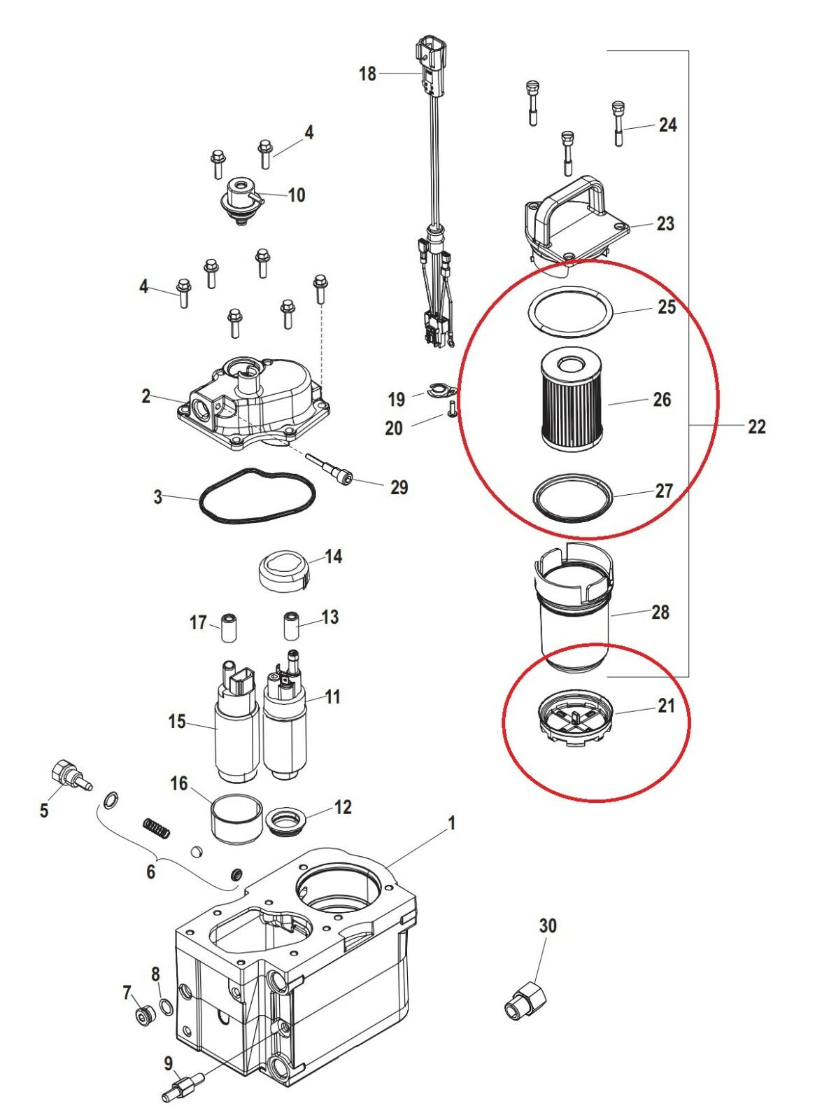 358M0093688 Fuel Filter Kit for MerCruiser 35866171A01 35892665 187977