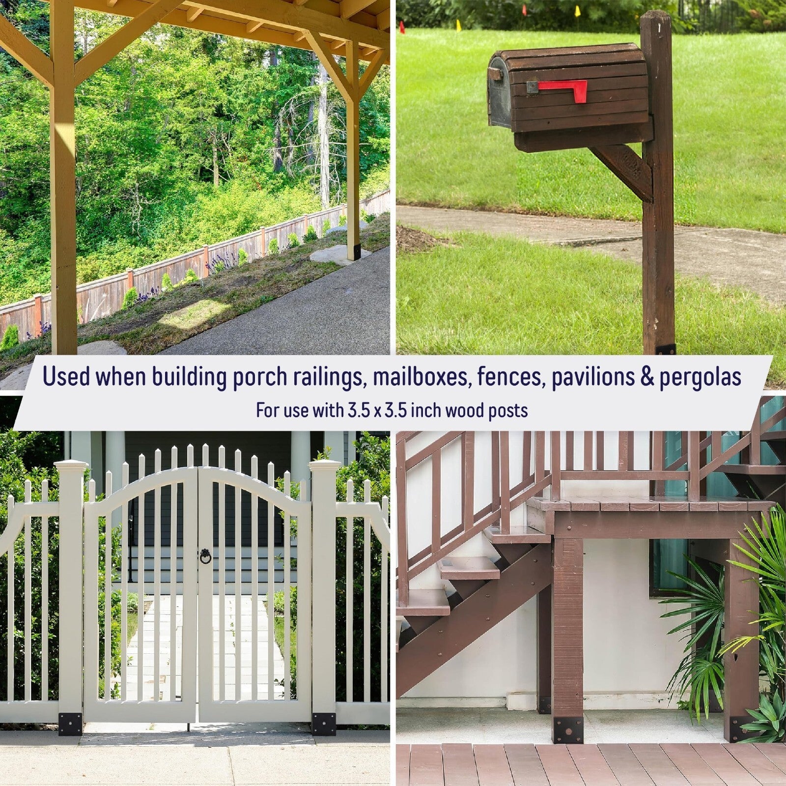 U Shaped 4x4 Deck Post Concrete Anchor Spike Fence Post Base Zinc Plated 2 Pack