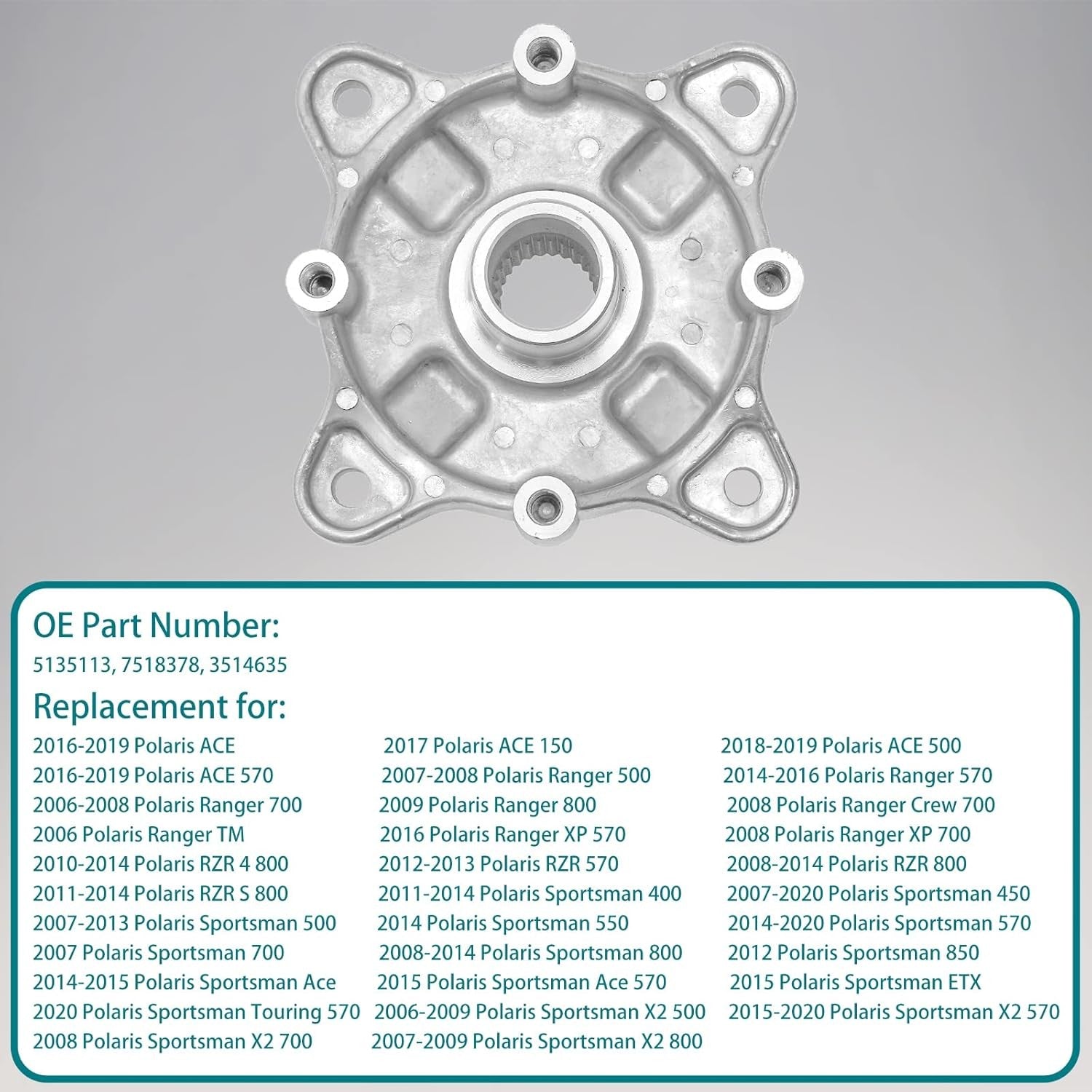 Rear Wheel Hub Bearing and Studs Kit for Polaris Ranger 500 450 400 800 700 570