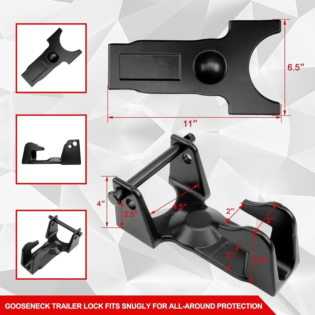Black Gooseneck Trailer Lock with Key for RVs Livestock Haulers Trailers
