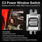 1725109 Power Window Switch Left and Right Side for Chevy Corvette C3 1968-1982 2 Pack
