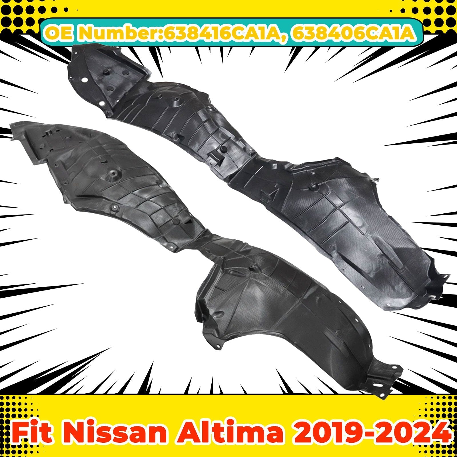 Front Driver Passenger Side Fender Liner Set for Nissan Altima 2019-2024