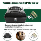 Universal Motorcycle Tail Box Luggage Trunk w/ Top Rack For Harley Honda Cruiser