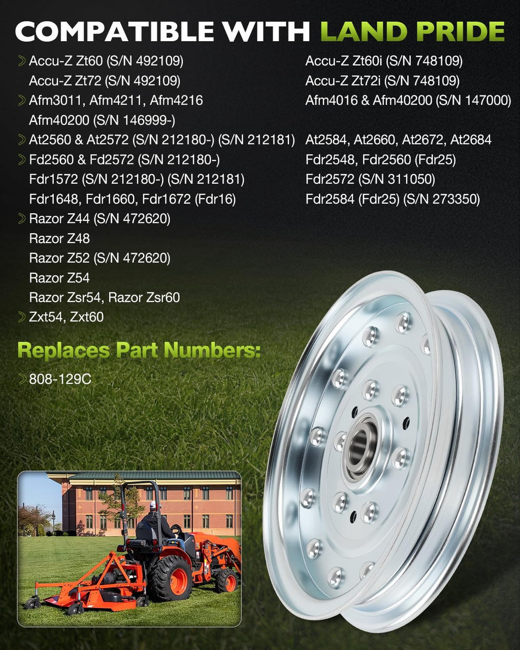 808129C Deck Pulley for Land Pride Z44 Z48 Z52 Z54 Zsr54 Zsr60 Zxt54 2 Pack