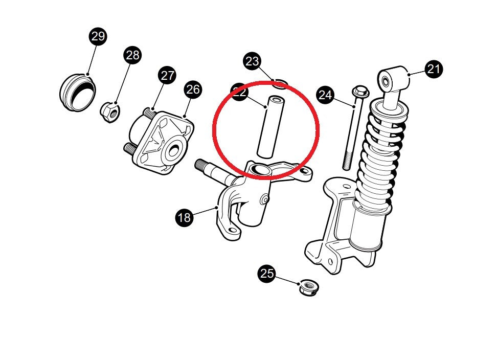 King Pin Tube for Ezgo RXV Golf Cart 2009 Up Replaces 614034