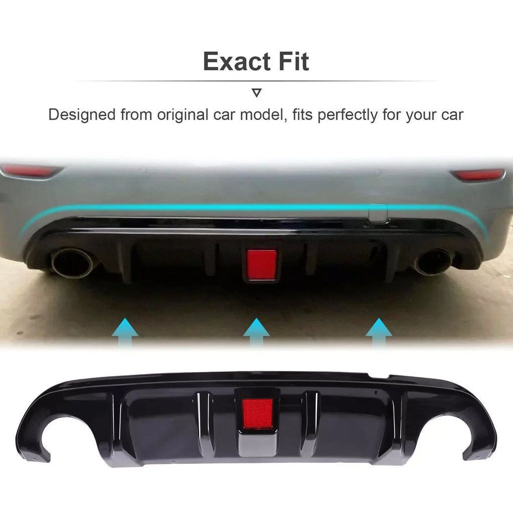 Rear Bumper Diffuser W/ LED Brake Light for 2014-2017 for Infiniti Q50 Black