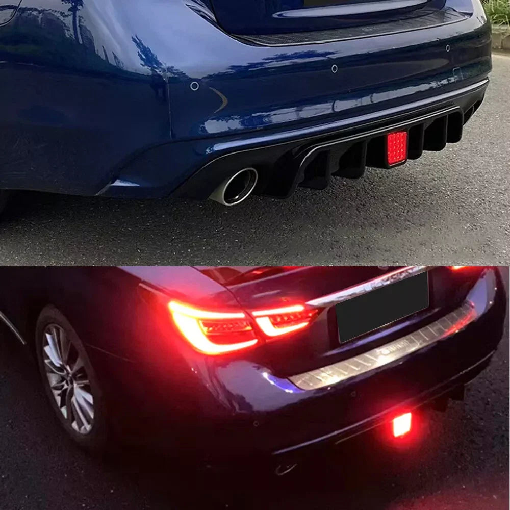 Rear Bumper Diffuser & Rear Spoiler Glossy Black for 2018-2023 for Infiniti Q50