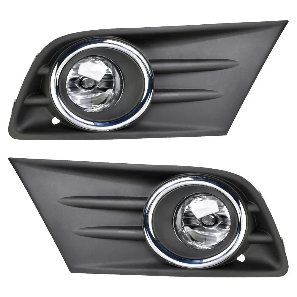 Right+Left Fog Light W/Cover & Chrome Trim For Honda Pilot 2012 2013 2014 2015