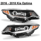 LED DRL Headlights w/ Bulbs Headlamps Left & Right for 2016-2018 for Kia Optima