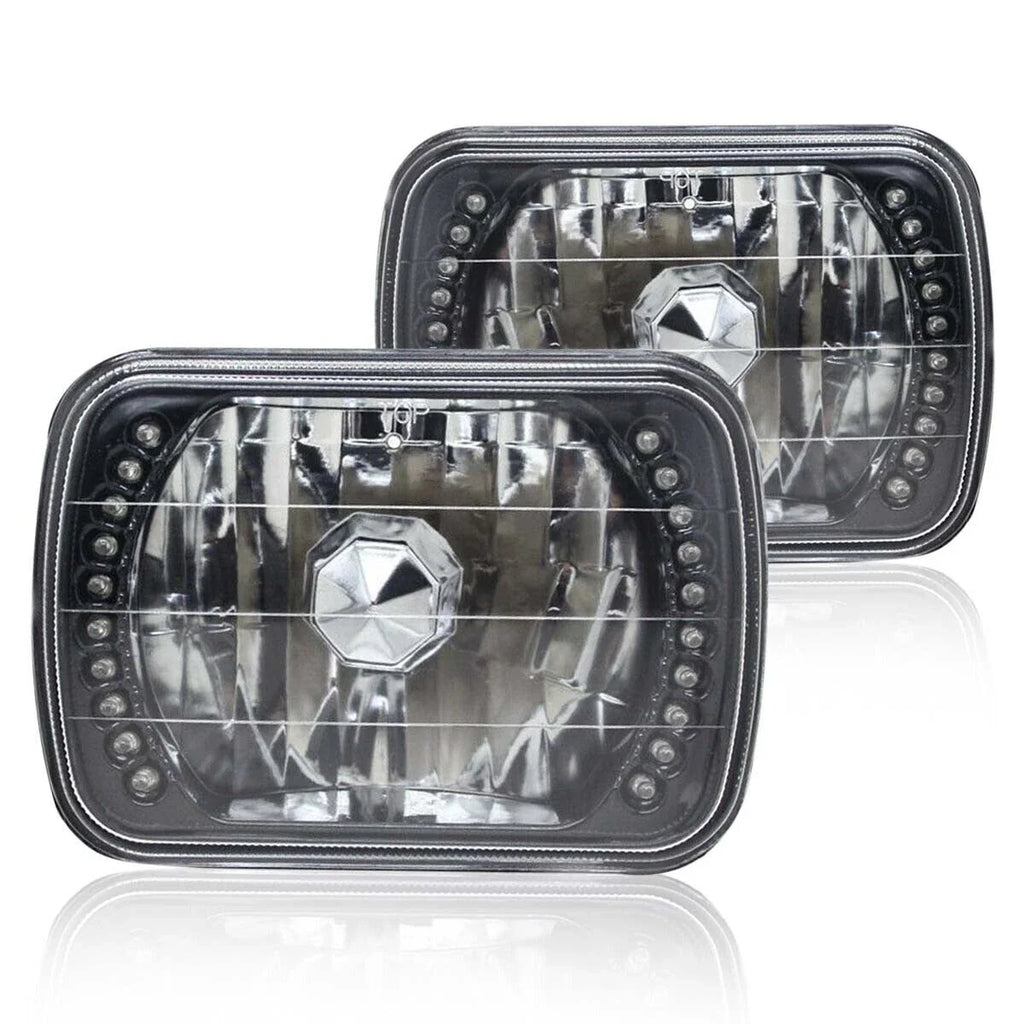 PAIR 5x7 7x6 inch LED Blue Headlights Lens Clear for Isuzu Pickup 1984-1995