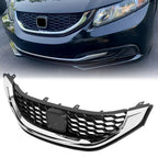 Front Bumper Upper Grille Grill w/ Chrome Trim for 2013-2015 for Honda Civic