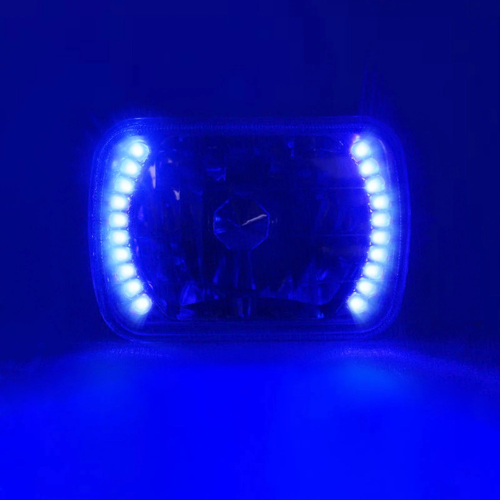 Pair For 1978-1986 Ford F150 F250 F350 7x6 5x7 inch LED Square Blue Headlights