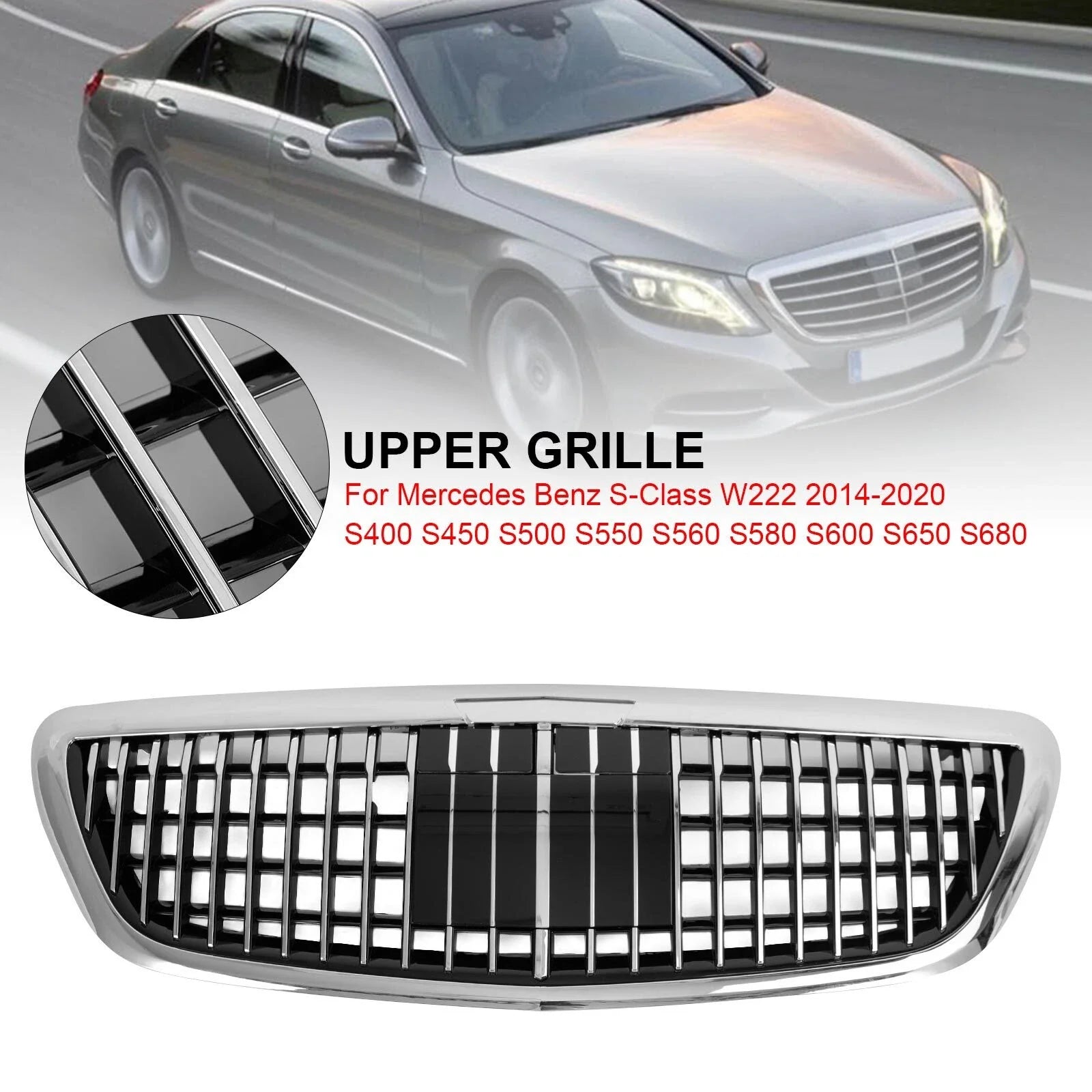 Chrome Front Grille MayBach W/ACC for 2014-2020 for Mercedes Benz S-Class W222