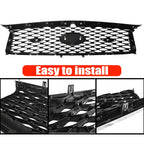 For 2018-2023 Infiniti Q50 Chrome Bezel Front Bumper Black Grille W/sensor holes