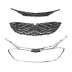Front Bumper Upper Lower Grille Black Chrome 3PCS for 2019-2023 Chevrolet Malibu