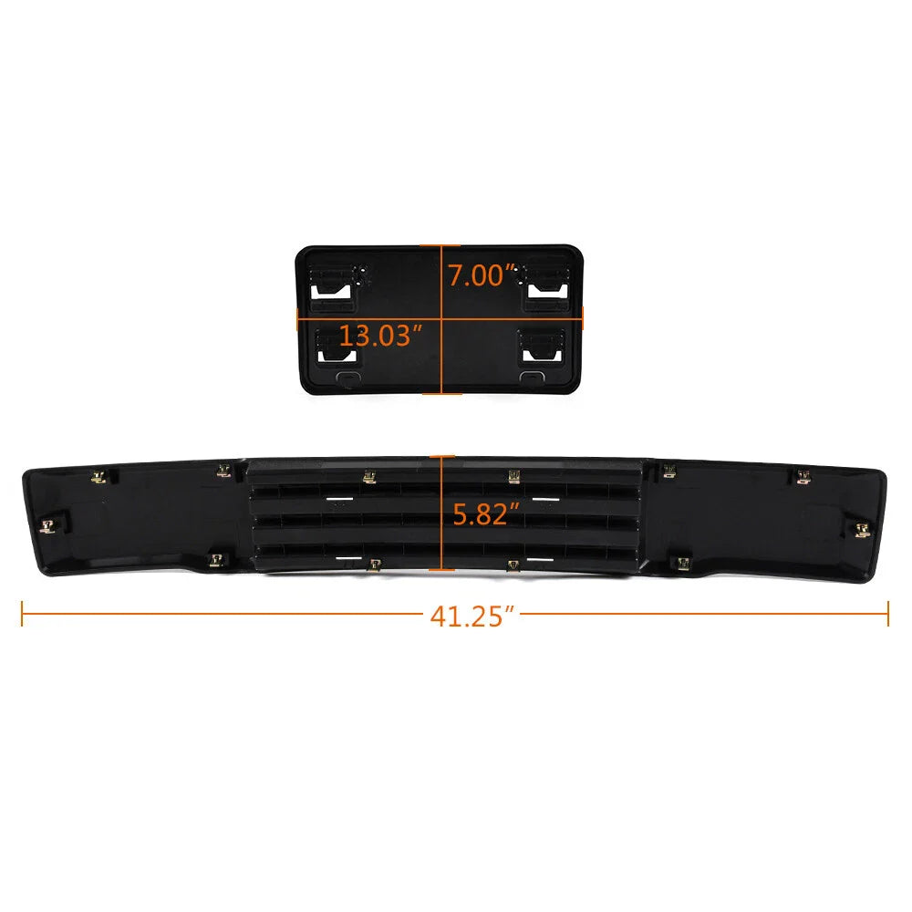 Front Bumper Trim & License Plate for Ford F-150 F150 2015 2016 2017 Black