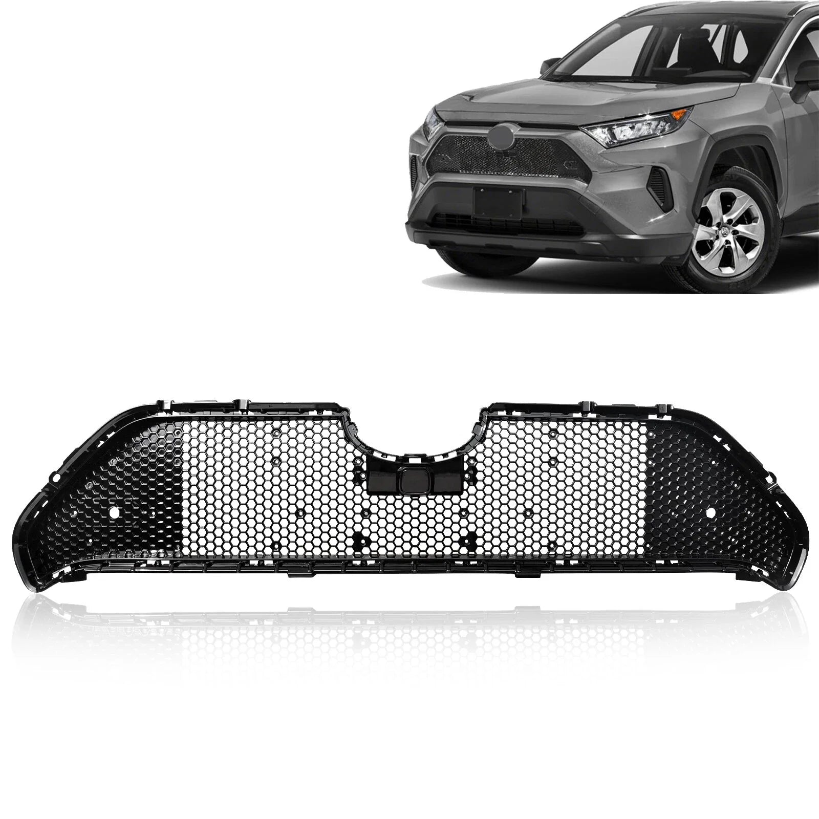 Front Bumper Honeycomb Chrome Trim Grille for 2019-21 for Toyota Rav4