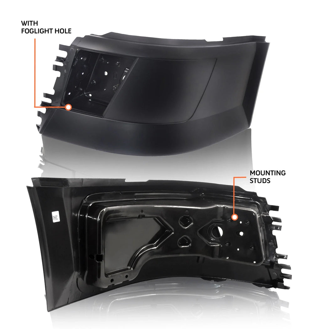 ZZ2V00374 LH+RH Front Bumper End Cap Corner W/Fog Hole for Volvo VNL 04-18