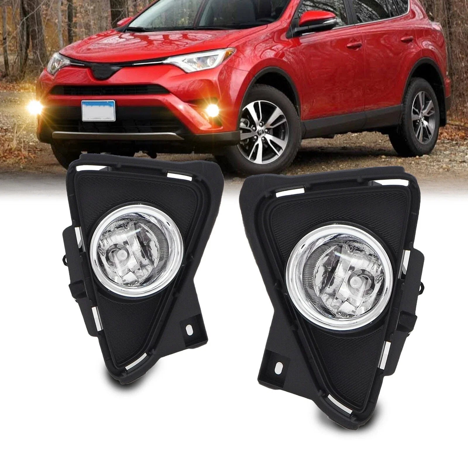 Clear Bumper Fog Lights Driving Lamps for 2016-2018 for Toyota RAV4 w/Wiring