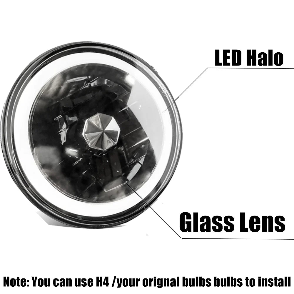 7" Round LED Headlights Pair Halo for 1950-1979 for VW Beetle LH RH