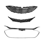 For 2019-2023 Chevrolet Malibu Front Bumper Upper Lower Grille Black Chrome 3PCS