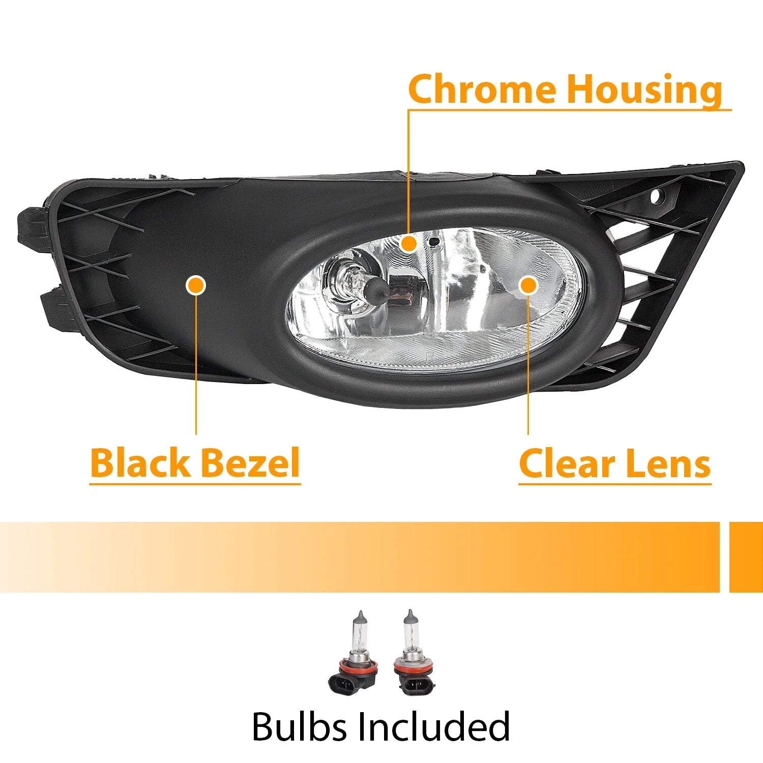 Clear Lens Fog Lights W/Bulb Switch Wiring for 2009 2010 2011 for Honda Civic