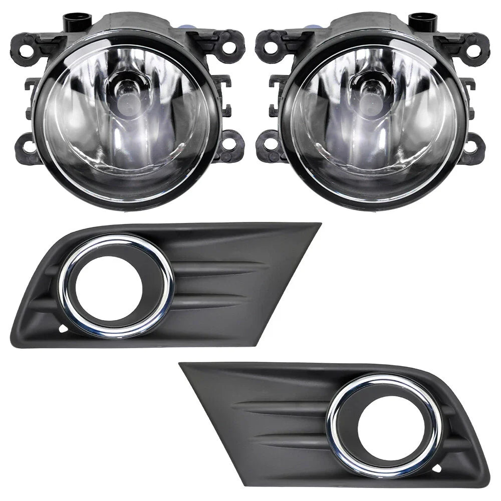 Right+Left Fog Light W/Cover & Chrome Trim For Honda Pilot 2012 2013 2014 2015