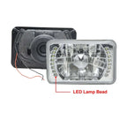2PCS 4x6'' inch LED Headlights Chrome Bright For 1982-1992 Chevrolet Camaro