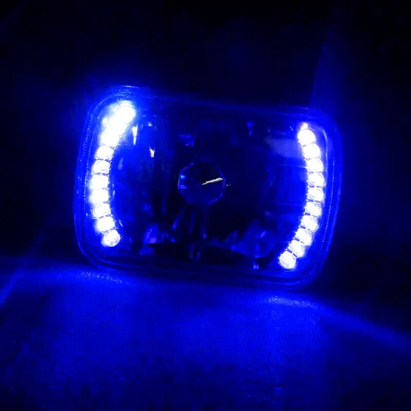 PAIR 5x7 7x6 inch LED Blue Headlights Lens Clear for Isuzu Pickup 1984-1995