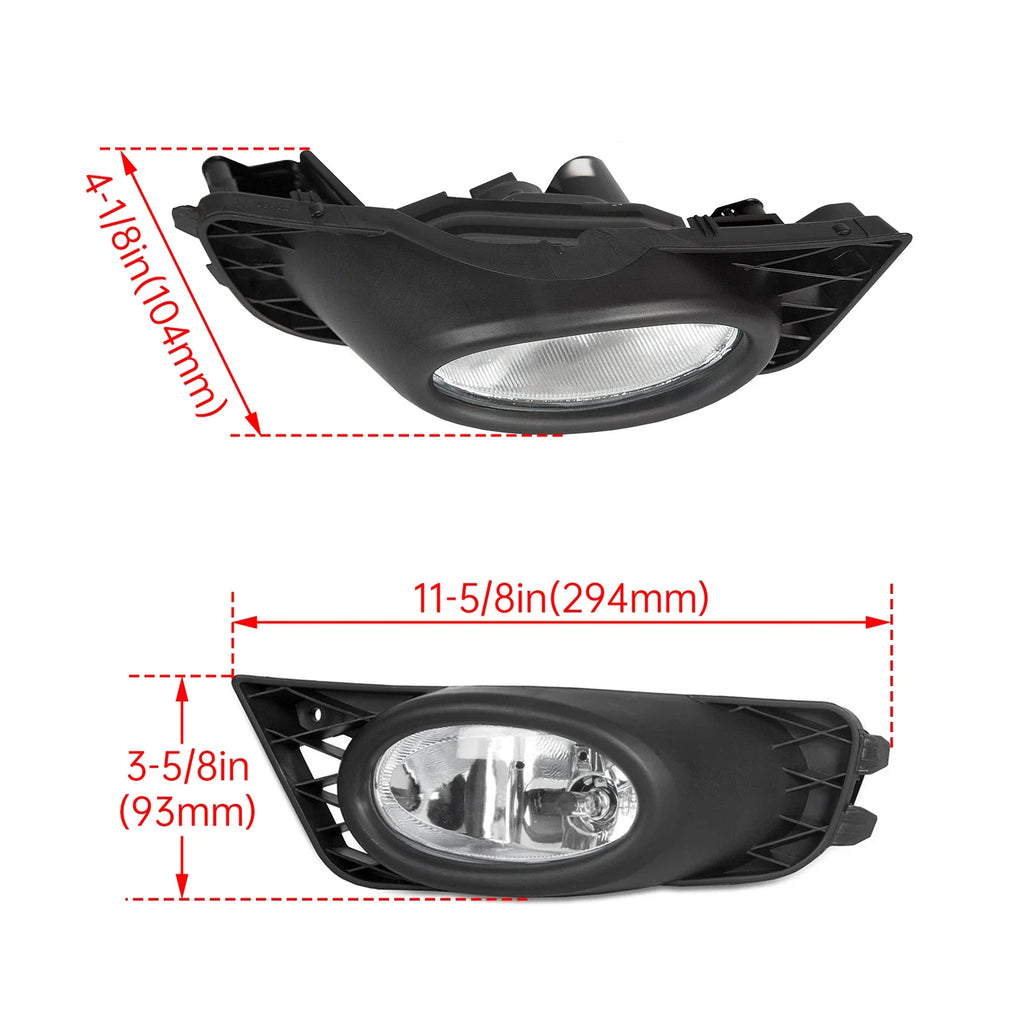 For 2009 2010 2011 Honda Civic Sedan Clear Lens Fog Lights W/Bulb Switch Wiring