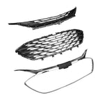 Front Bumper Upper Lower Grille Black Chrome 3PCS for 2019-2023 Chevrolet Malibu