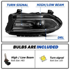 Left Driver Side Headlight Projector Assembly for Dodge Charger 2015 2023 Black