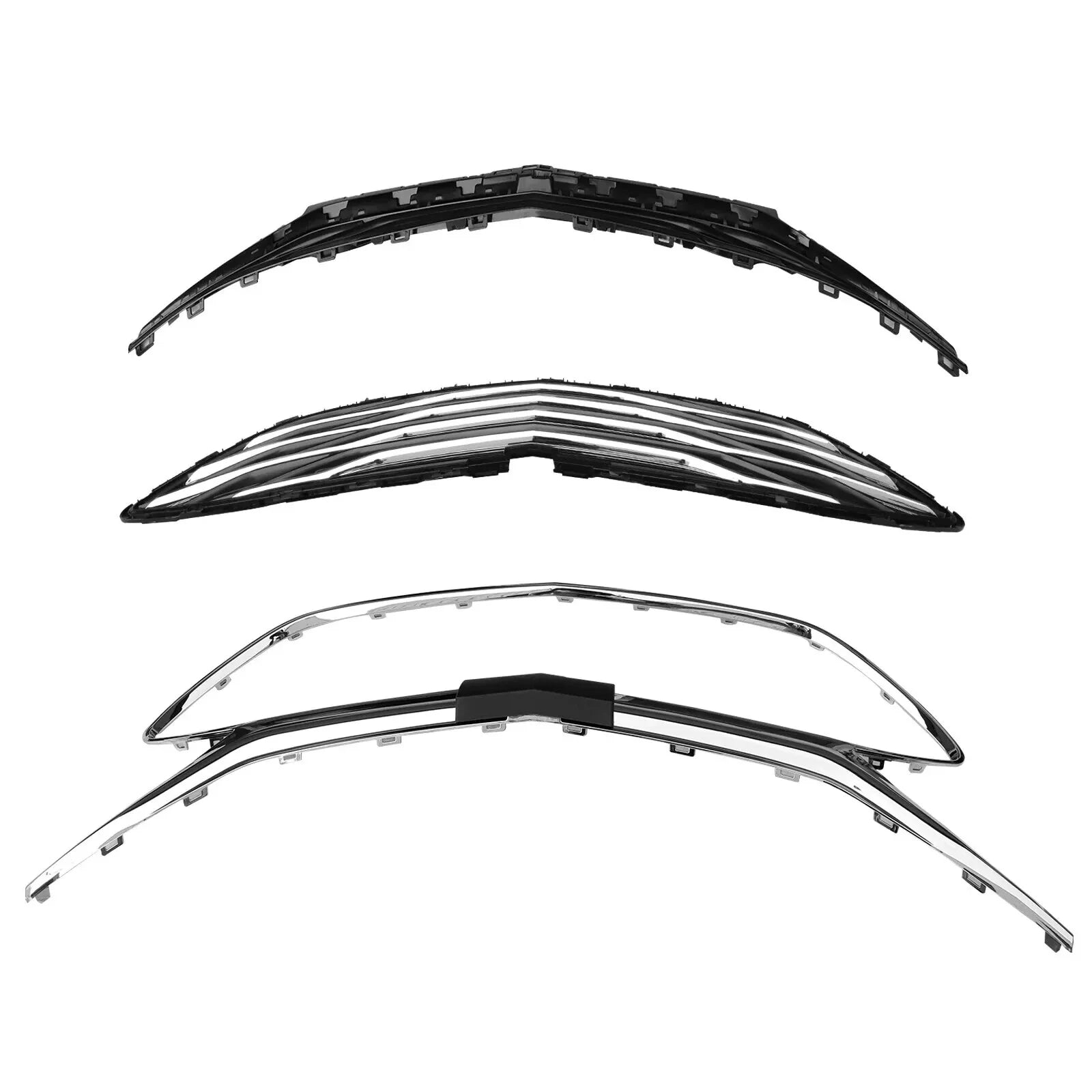Front Bumper Upper Lower Grille Black Chrome 3PCS for 2019-2023 Chevrolet Malibu