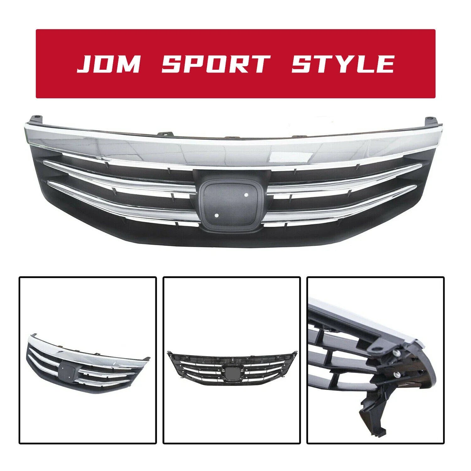 Front Radiator Bumper Grille Front Upper Chrome Grill Fit Honda Accord 2011-2012